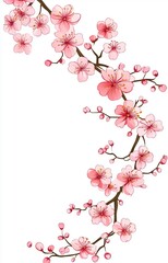 Fototapeta premium Free hand drawn cherry blossom white background