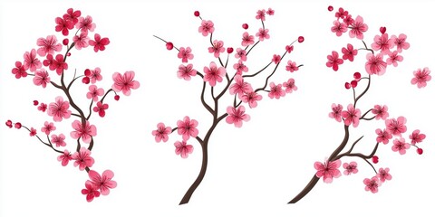 Naklejka premium Free hand drawn cherry blossom white background