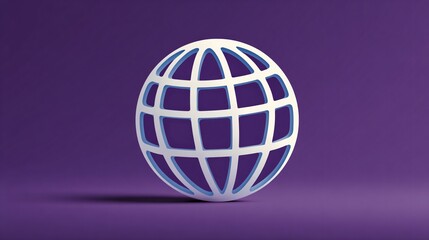 Global Connectivity: A radiant globe icon against a captivating backdrop of violet, a visual representation of worldwide connectivity.
