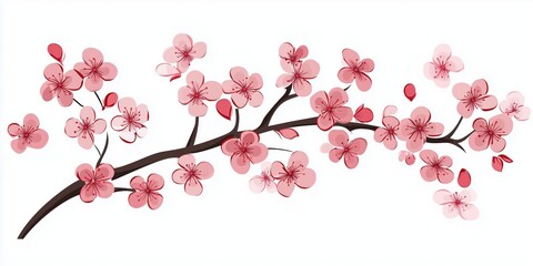 Free hand drawn cherry blossom white background
