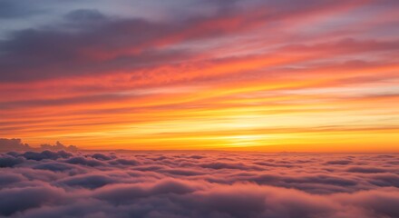 Dramatic cloudscape at sunset a colorful aerial view of sky and mist