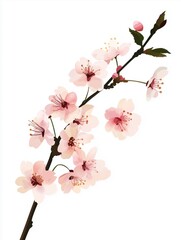 Free hand drawn cherry blossom white background