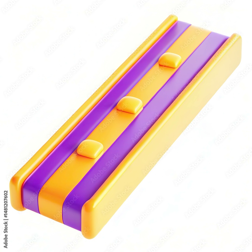 Poster a colorful abstract design featuring a yellow, purple, and orange block with three buttons arranged 