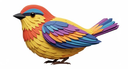 Colorful bird figurine on white background