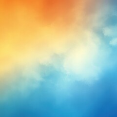 Obraz premium Soft smooth gradient background blending warm golden orange with cool sky blue colors evoking calm and warmth