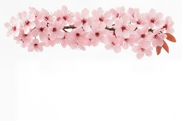 Fototapeta premium Close up of pink cherry blossoms on a tree branch. Concept of nature beauty and springtime for greeting card or web banner design.