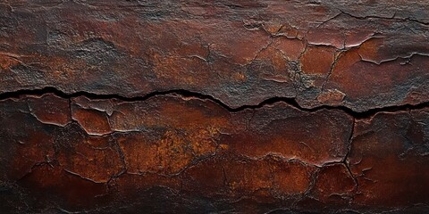 Fototapeta premium close-up of heavily rusted and cracked metal surface with dark orange and brown tones showing extensive corrosion and decay textures