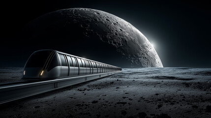 Monorail on Moon Surface
