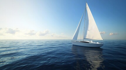 Fototapeta premium Sailing into Serenity, A Luxurious Yacht Voyage on the Open Ocean