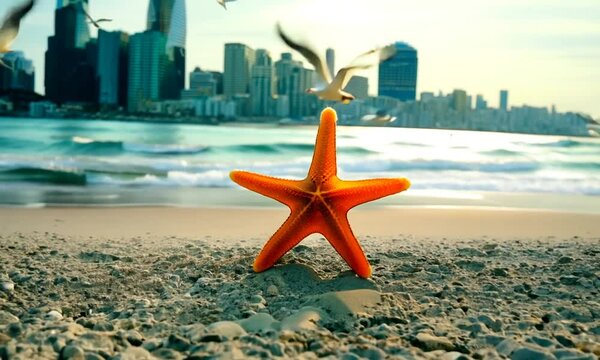 starfish on the sity beach