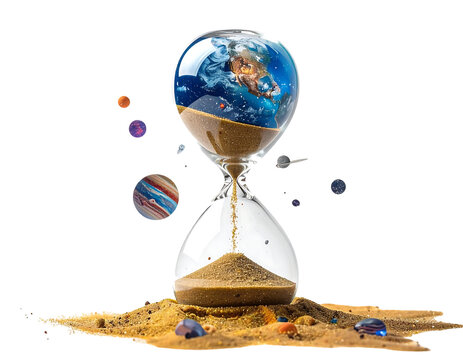 Transparent Hourglass with Earth and Planets