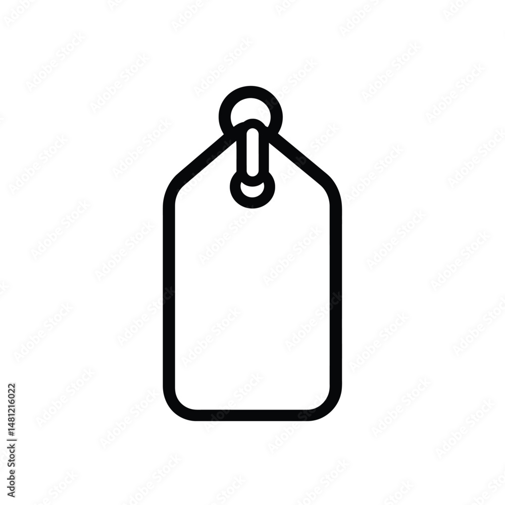 Poster black line art illustration shows a simple empty tag with transparent background