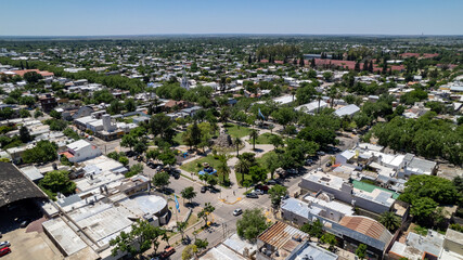 Aerial view of the city of "Villa Mercedes", San Luis, Argentina