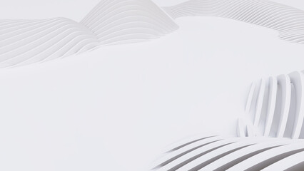 Abstract Curved Shapes. White Circular Background.