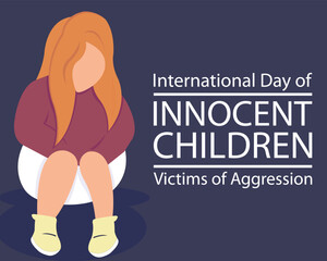 illustration vector graphic of girl is traumatized alone, perfect for international day, innocent children victims of aggression, celebrate, greeting card, etc.