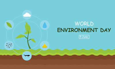 illustration vector graphic of plants and some of their core parts in the garden area, perfect for international day, world environment day, celebrate, greeting card, etc.