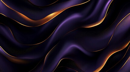 Obraz premium Abstract dark purple silk fabric with flowing gold lines background