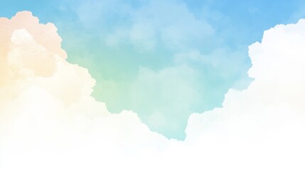 Obraz premium Pastel Sky with Clouds - A Watercolor Dream