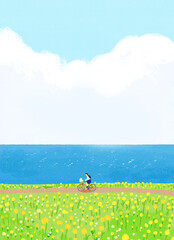 자전거 타는 바다풍경