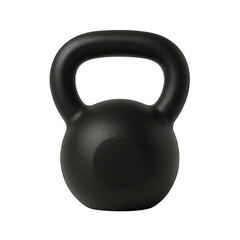Single black kettlebell isolated on transparent background