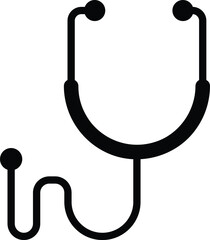 simple stethoscope illustration with cross symbol, healthcare or medical black and white icon design