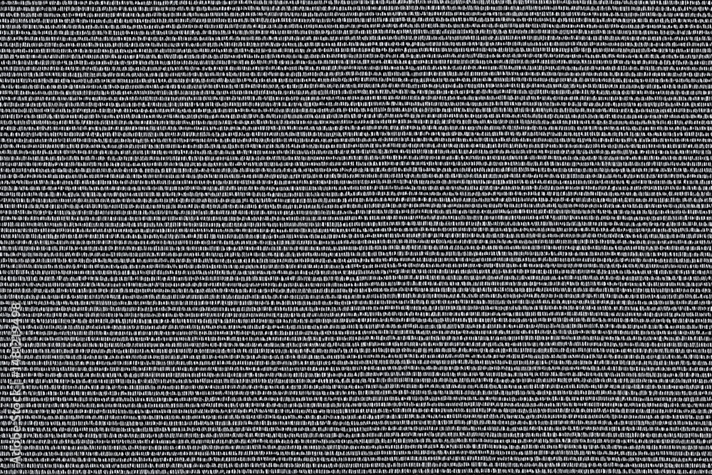 Poster seamless textured dryarn fabric background featuring a dense arrangement of black and white text cha