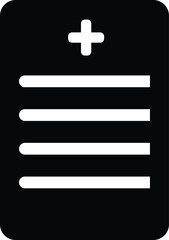 Obraz premium simple paper document illustration with cross symbol, healthcare or medical black and white icon design