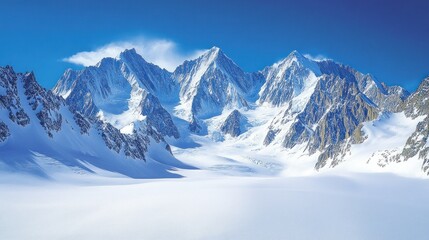 Obraz premium Majestic snowy mountain range under a vibrant blue sky