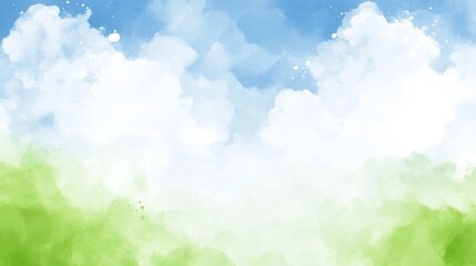 Fototapeta premium Delicate Watercolor Sky and Landscape