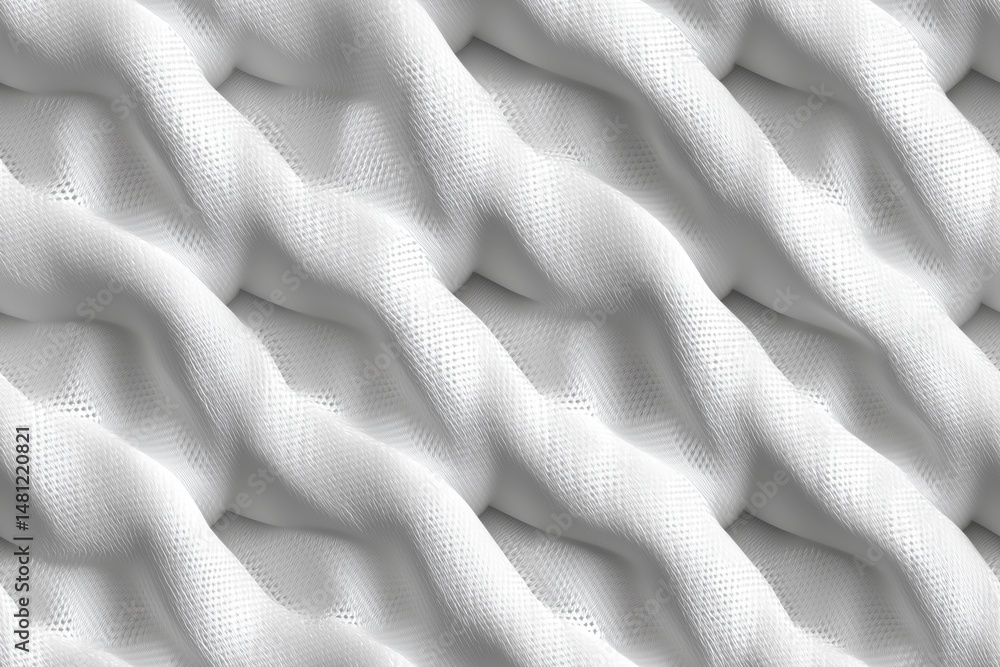 Poster seamless white textured event fabric with wavy patterns and shadows.