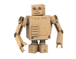 Cardboard Robot Model, Beige, Boxy Design