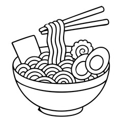 Ramen Noodle Traditional Japanese Noodle Soup Vector Illustration