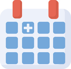 colorful calendar illustration with cross symbol, healthcare icon design