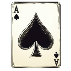 Ace of spades isolated in white background