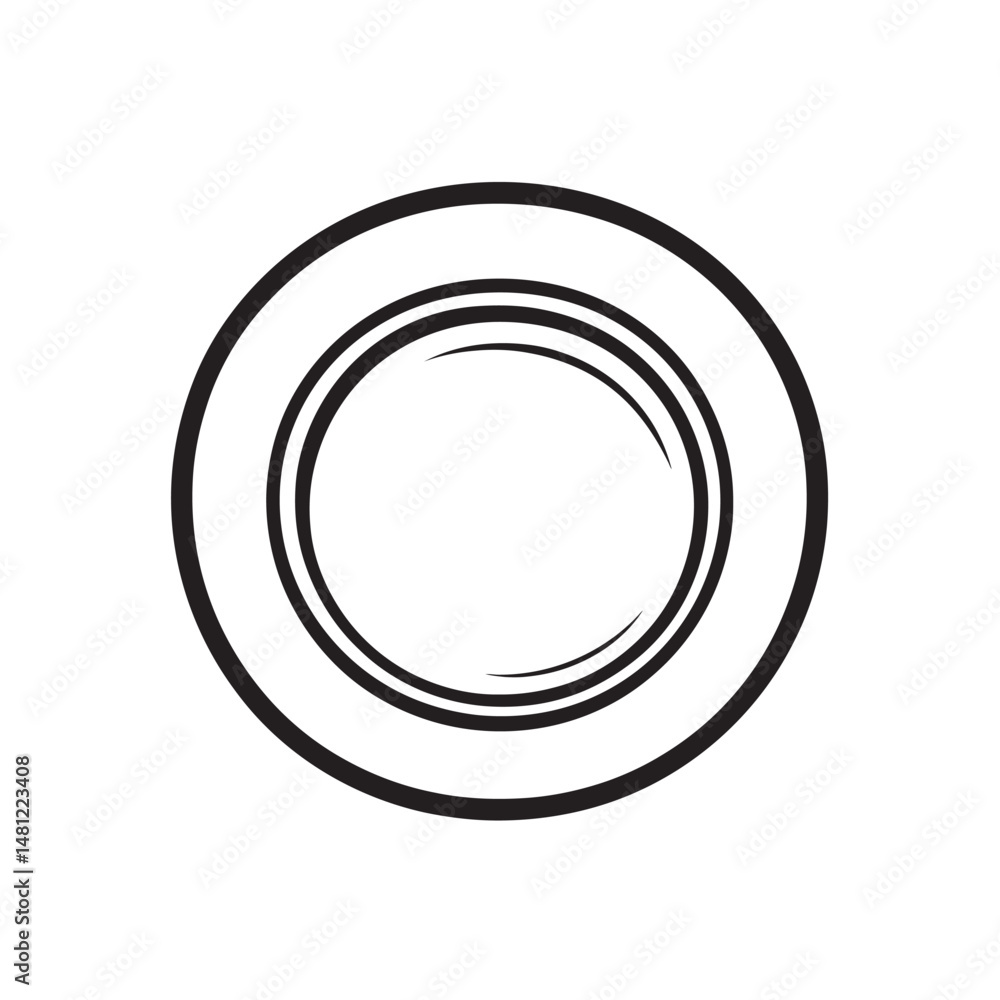 Poster black outline circle features two inner circles, all isolated on a transparent backdrop