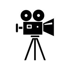 Obraz premium Movie Camera Icon – Vintage Film Recorder Silhouette Vector