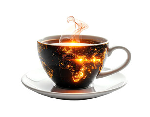 World Map Coffee Cup Illustration