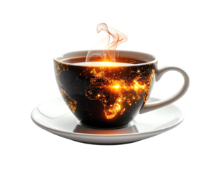 World Map Coffee Cup Illustration