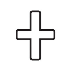 Obraz premium Black outline defines a plus symbol with rounded edges on a white backdrop