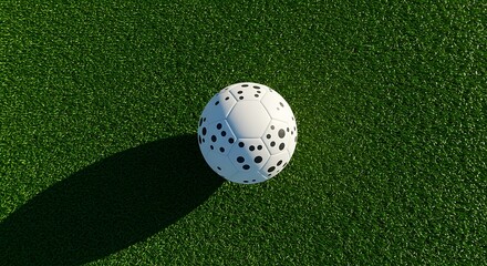 Obraz premium White Soccer Ball with Black Dots on Grass