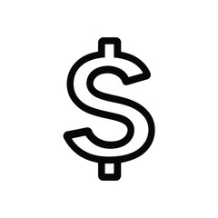 Black outline dollar sign on white provides a financial symbol for business