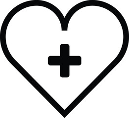 Obraz premium heart with cross symbol illustration, healthcare or medical outline icon design