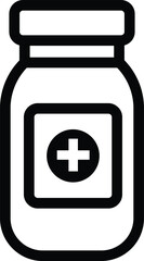syrup medication with cross symbol illustration, healthcare or medical outline icon design