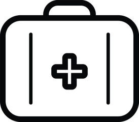 medical suitcase with cross symbol illustration, healthcare or medical outline icon design