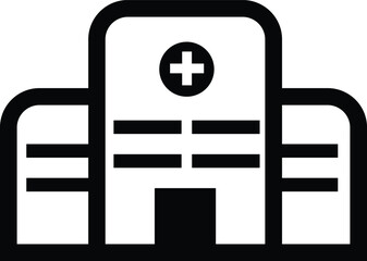 Obraz premium hospital building with cross symbol illustration, healthcare or medical outline icon design