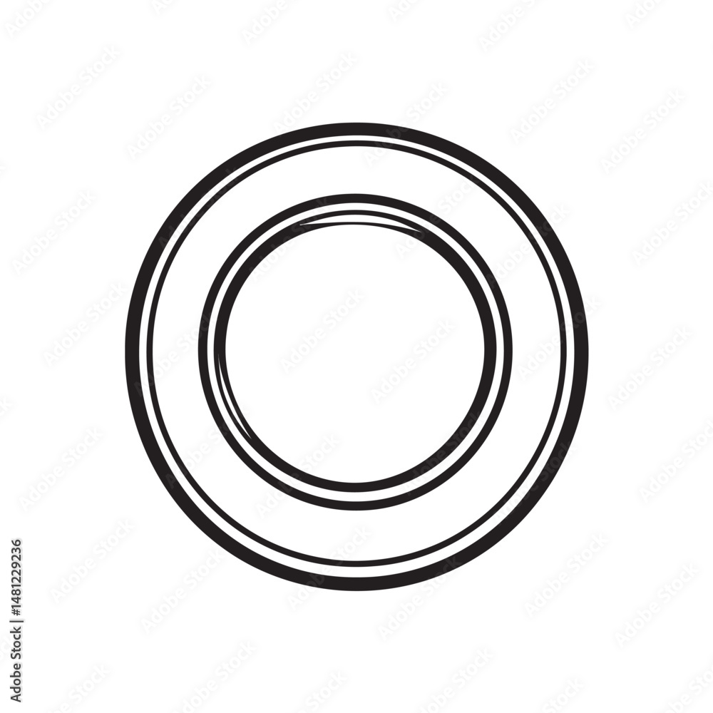 Poster black outline forms a circular shape with an inner circle on a white background