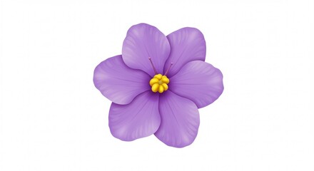 Captivating illustration of a single violet flower with a bright yellow center