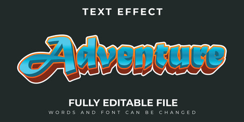 Adventure Blue Gradation Text Effect With Orange Design