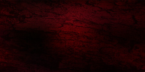 Red textured concrete grunge wall background. Dark edges