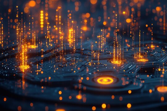 Abstract Visualization of Quantum Computing Themes with Microscopic Details and AI Integration